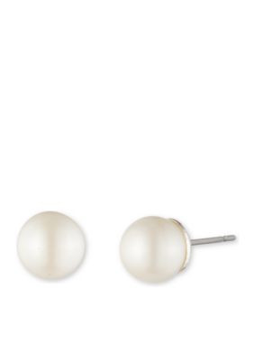 Lauren Ralph Lauren Silver-Tone 6MM Pearl Stud Earrings | Belk