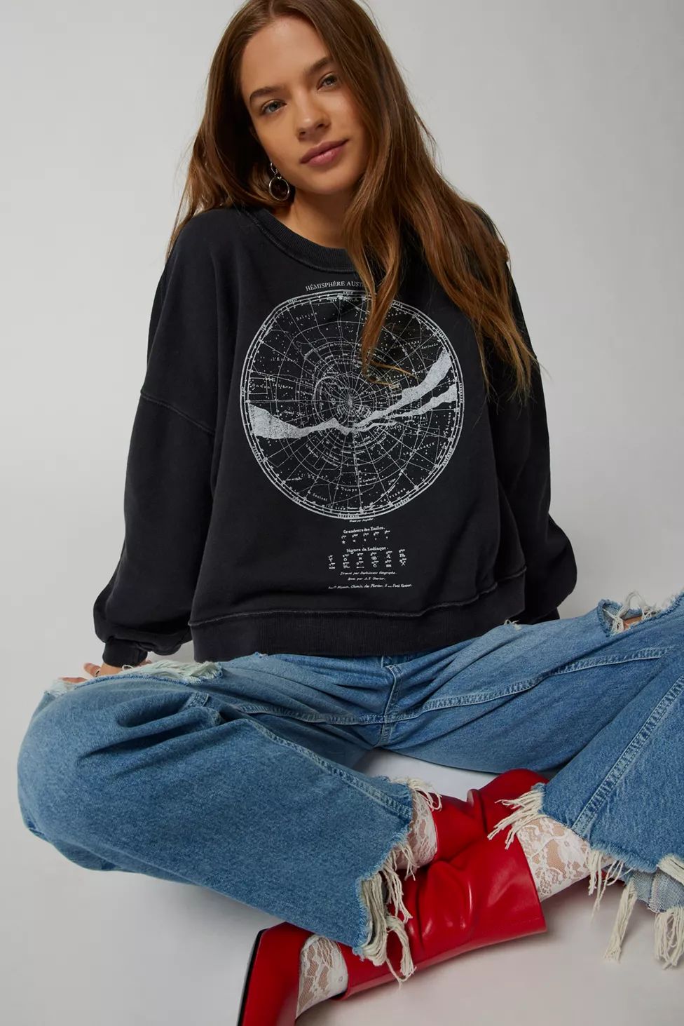 Star Chart Slouchy Pullover Sweatshirt | Urban Outfitters (US and RoW)
