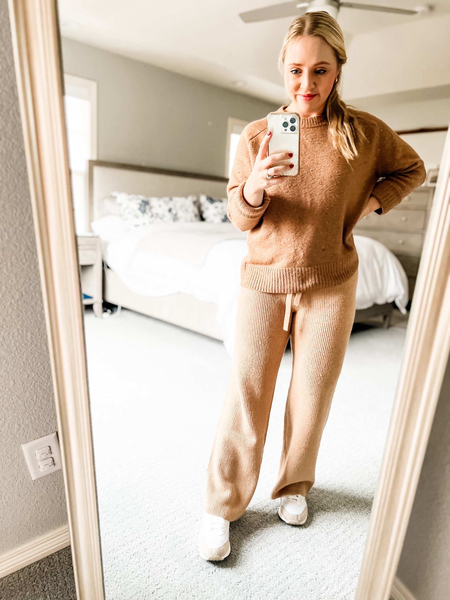 Cozy fall outfit featuring sweater pants (petite sized, fits tts) and a tan sweater! These sweater pants also come in black and they are seriously so soft and a new favorite of mine! Sweater has a couple sizes in stock, fit tts. 
Fall outfit, cozy outfit, neutral outfit, sweater pants, ribbed pants, petite outfit. 

#LTKFindsUnder100 #LTKSaleAlert #LTKSeasonal