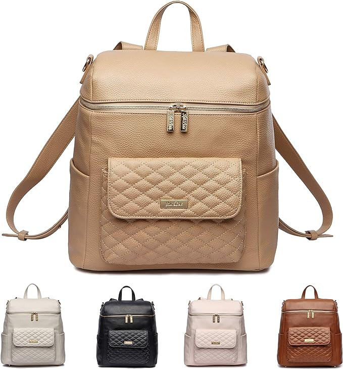 Monaco Large Diaper Bag Backpack by Luli Bebe - Designer Modern Vegan Leather Stylish Baby Backpa... | Amazon (US)