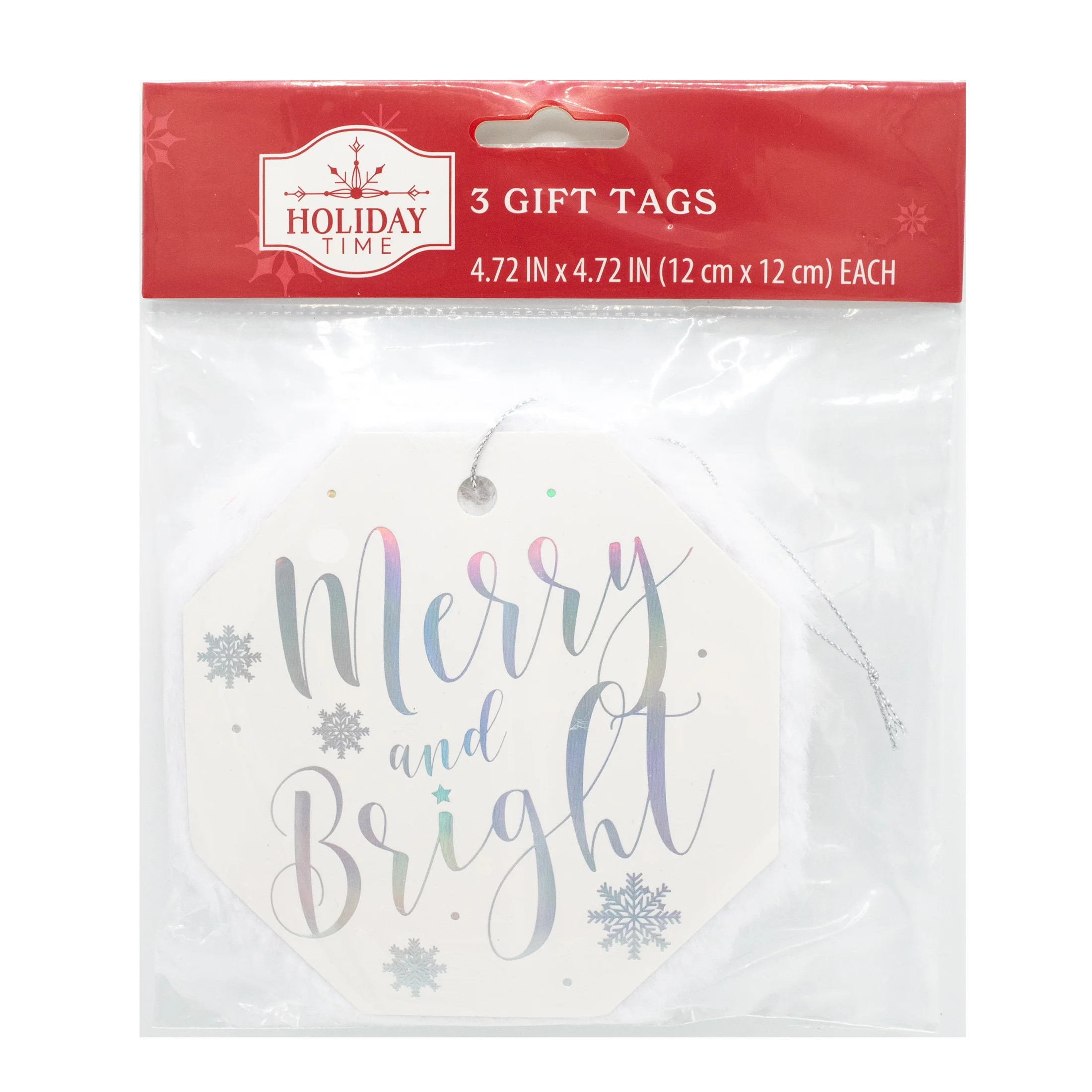 Merry and Bright Faux Fur Gift Tags, Silver and White, 3 Count, by Holiday Time | Walmart (US)