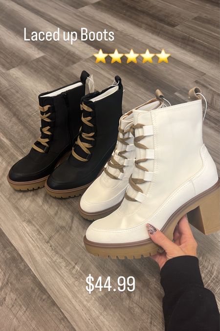 Laced up white boots / lace up black booties / target boots / boots from target / fall boots / winter boots / chunky heel lace up boots 

#LTKSeasonal #LTKCyberweek #LTKshoecrush