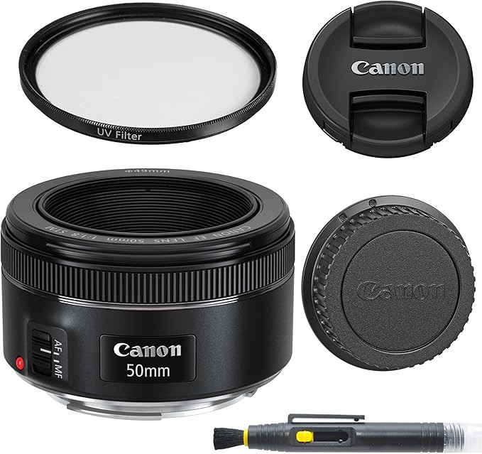 Canon EF 50mm f/1.8 STM: Lens with Glass UV Filter, Front and Rear Lens Caps, and Deluxe Cleaning... | Amazon (US)