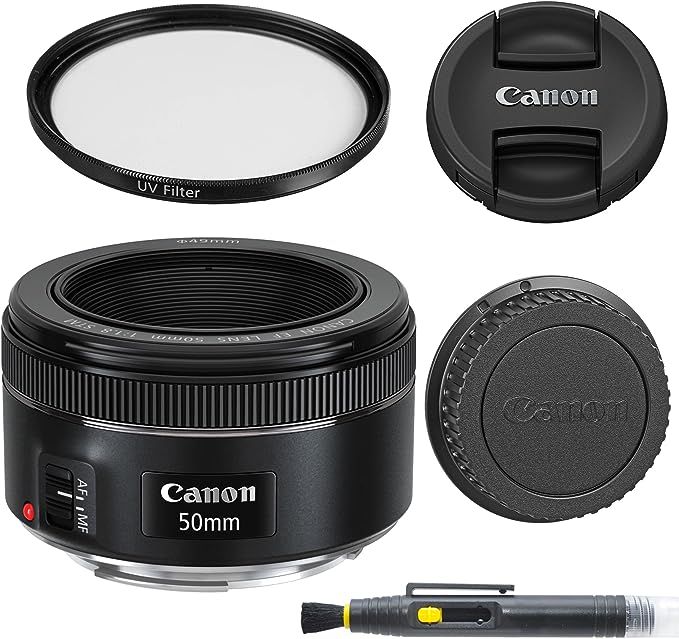 Canon EF 50mm f/1.8 STM: Lens with Glass UV Filter, Front and Rear Lens Caps, and Deluxe Cleaning... | Amazon (US)