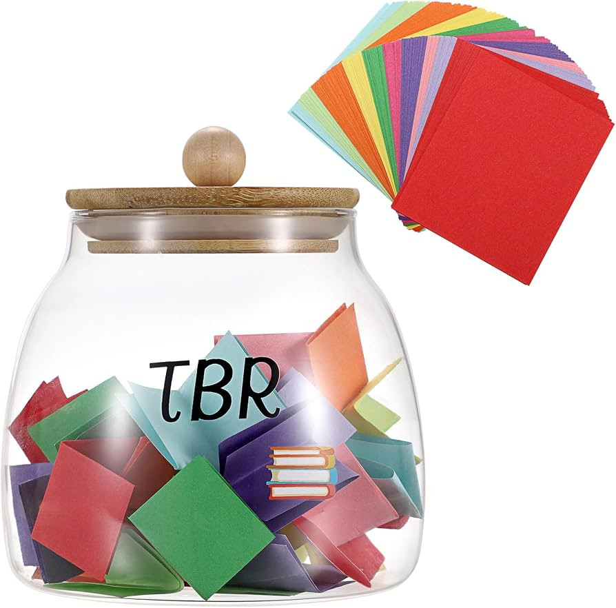 JUXYES Transparent Glass TBR Jar To-Be-Read List with 150 Colorful Notes, Reading Challenge Canis... | Amazon (US)