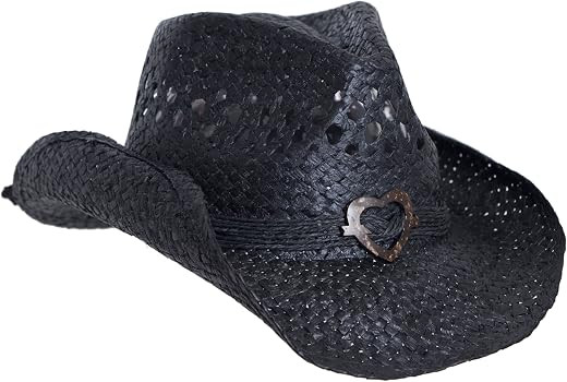 Boho Hip Cowboy Hat with Heart Concho, Natural Toyo Straw, Shapeable Brim | Amazon (US)
