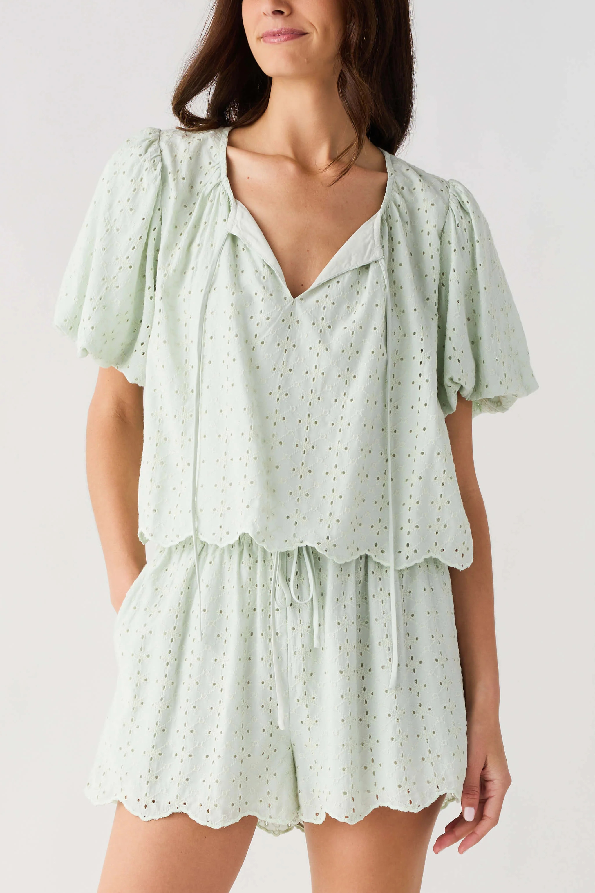 Mable Eyelet Lace Top & Shorts Set | Social Threads
