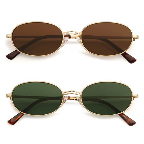 Appassal Retro Oval Sunglasses Women AP3662 Gold/Brown+Gold/Green | Amazon (US)