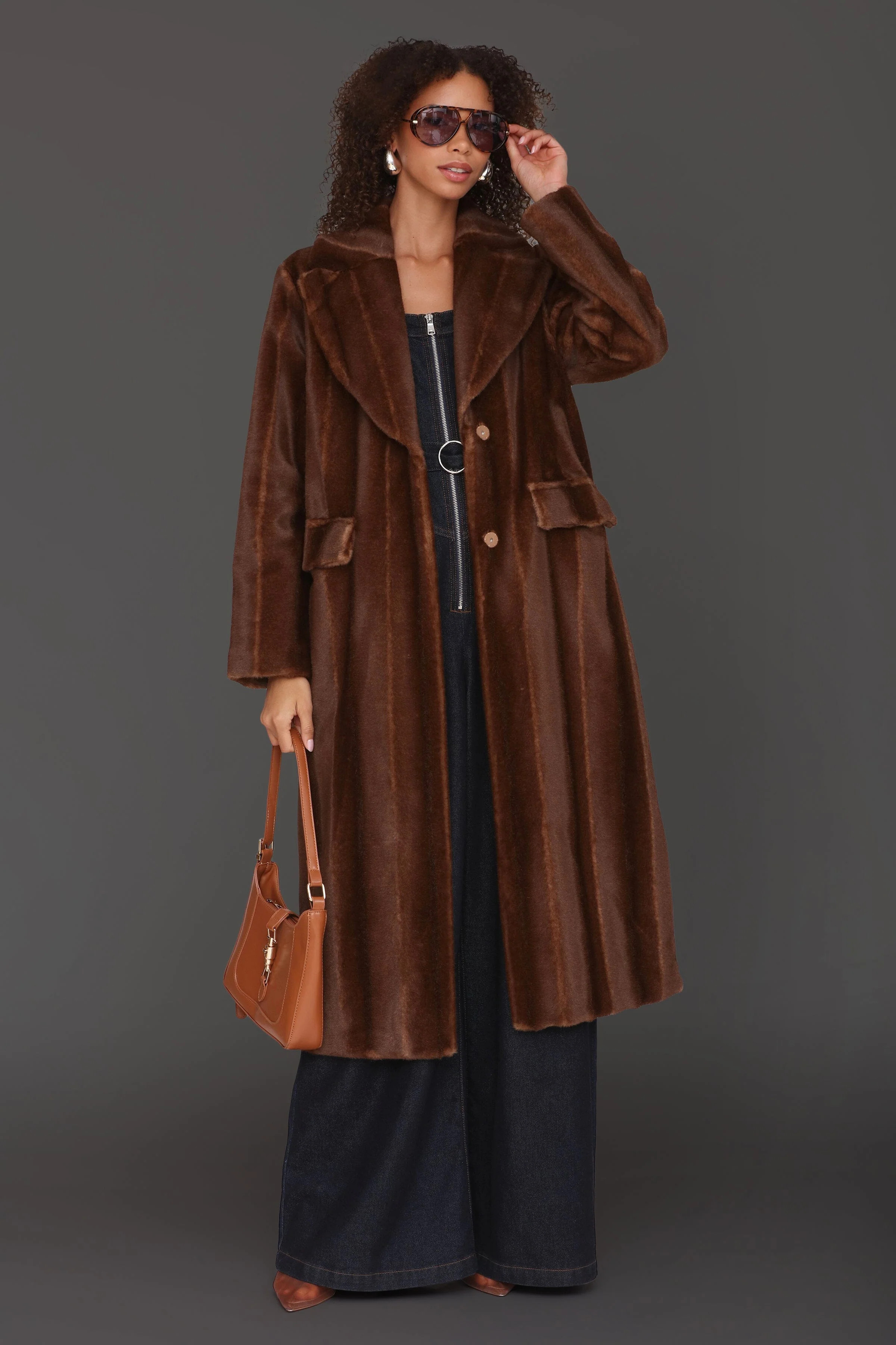 Striped Faux Mink Fur Coat | Avec Les Filles