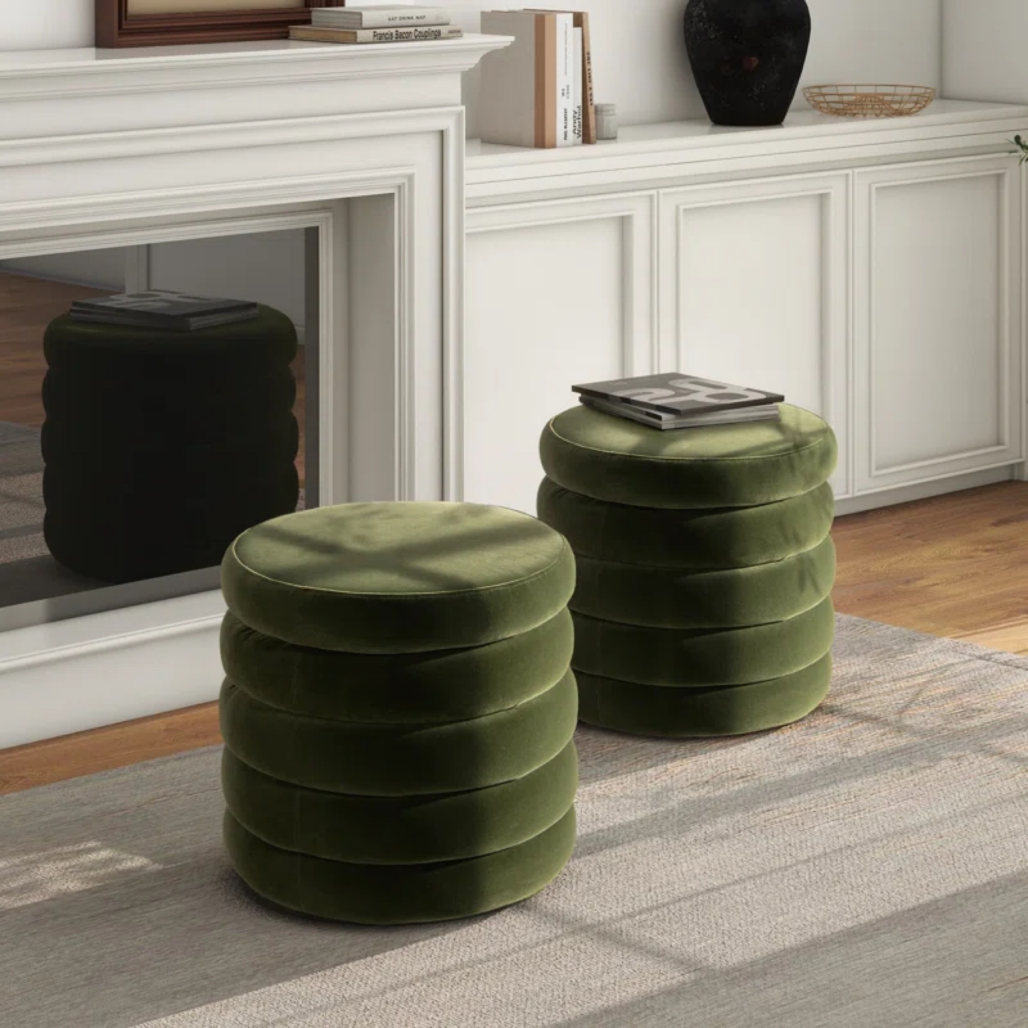 These velvet ottoman stools from joss & main are so gorgeous! These are the Helene ones and they come in green, black or cream.  We plan to place them in front of our fireplace too! 

#LTKHome #LTKU #LTKSaleAlert