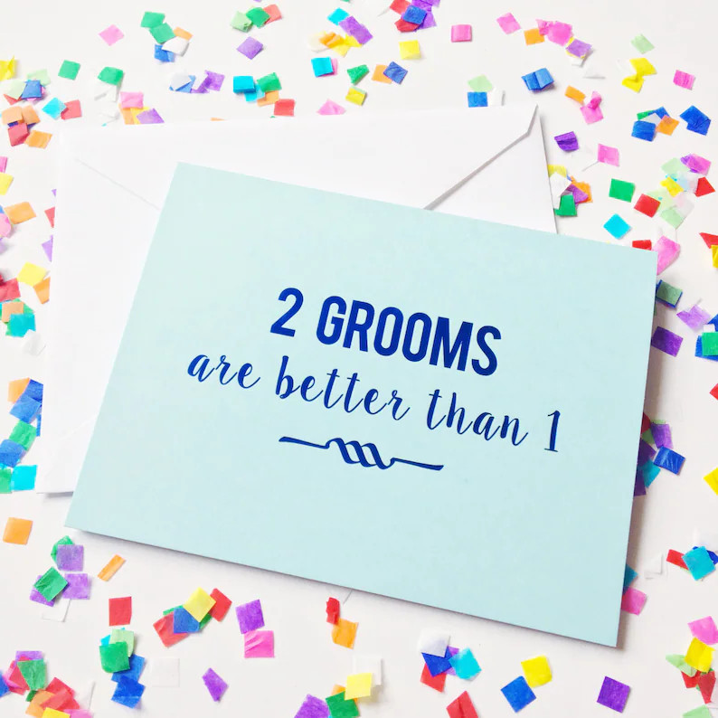 Wedding card, engagement card, Two grooms are better than one, Funny snail mail, Congrats on your... | Etsy (Global)