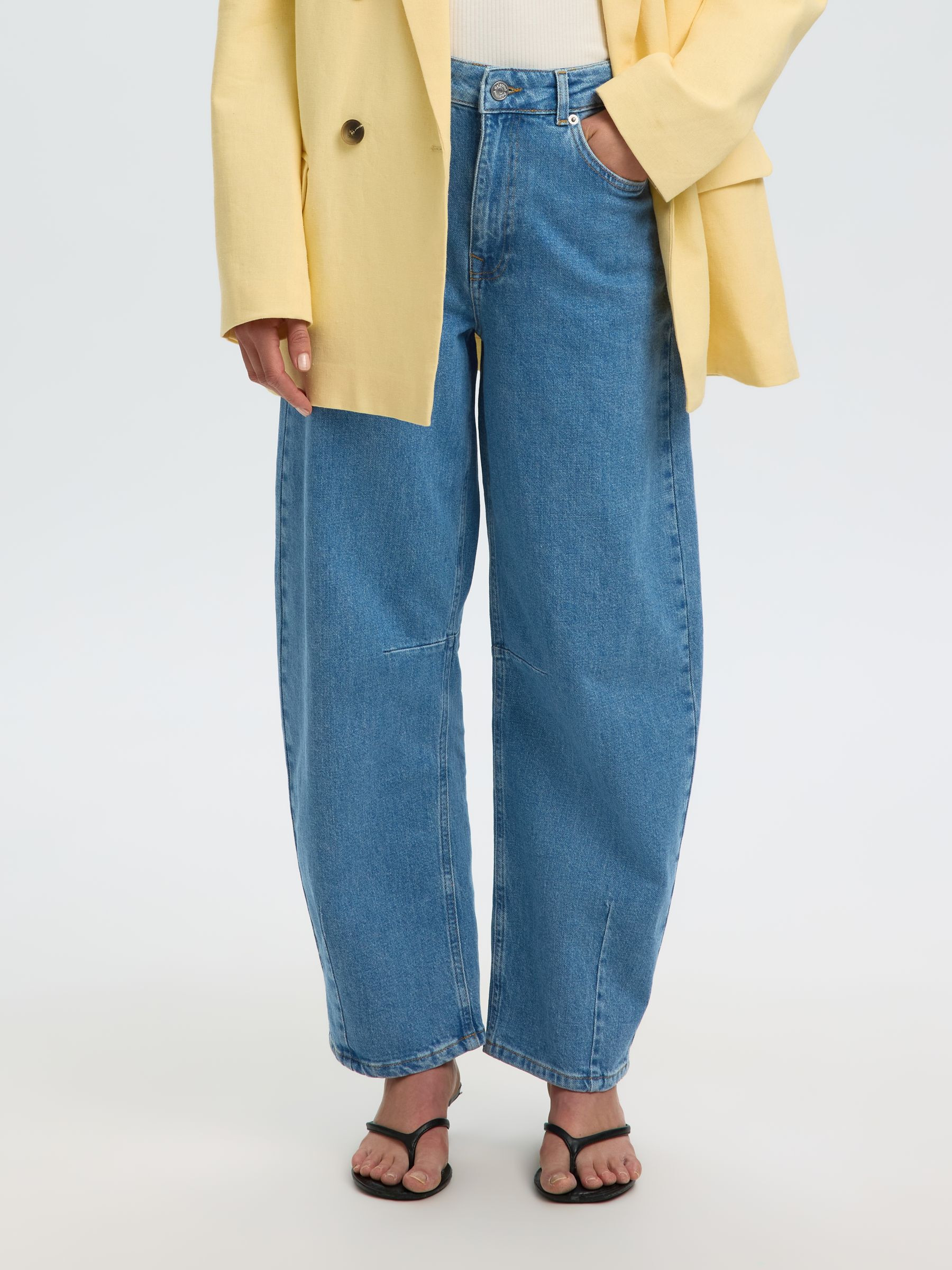 MID WAIST BARREL FIT JEANS | Blue | Selected | Selected