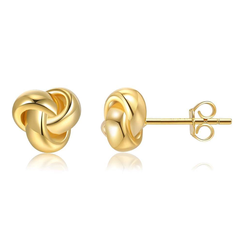 CHIC & ARTSY Love Knot Earrings Gold Plated 925 Sterling Silver Tri-tone White,Yellow,Rose Love K... | Amazon (US)