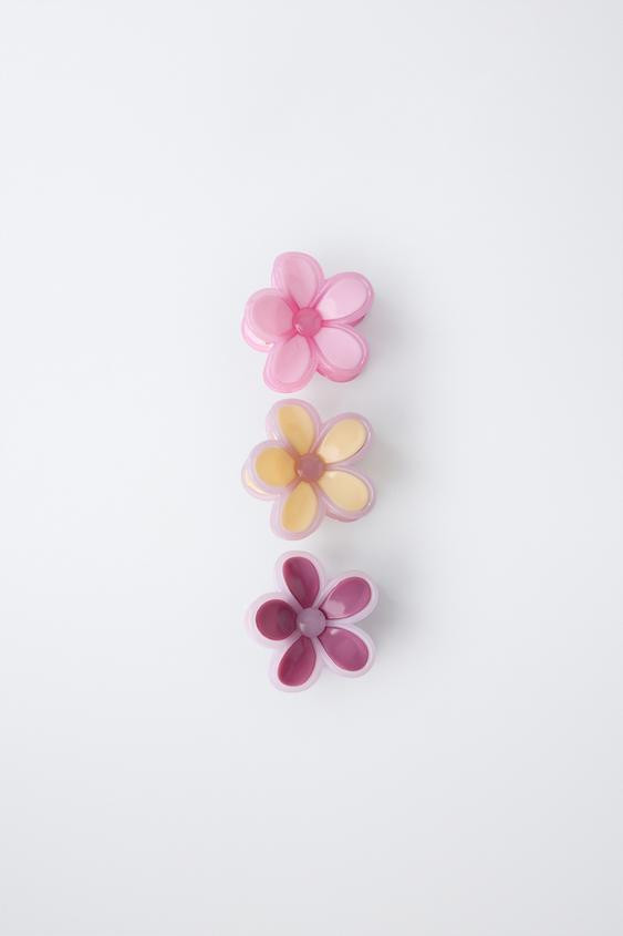 PACK OF THREE FLOWER HAIR CLIPS | Zara US