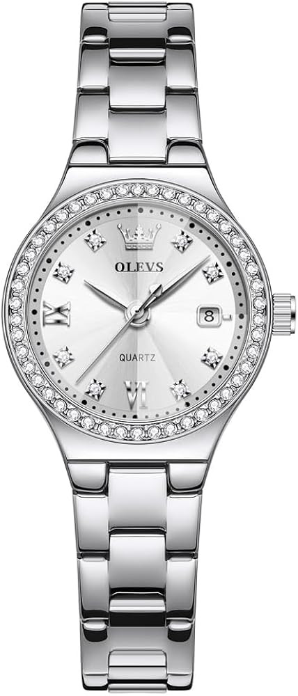 OLEVS Watch Women Silver Watch for Women Dress Diamond Womens Watches for Small Wrist Luxury Stai... | Amazon (US)