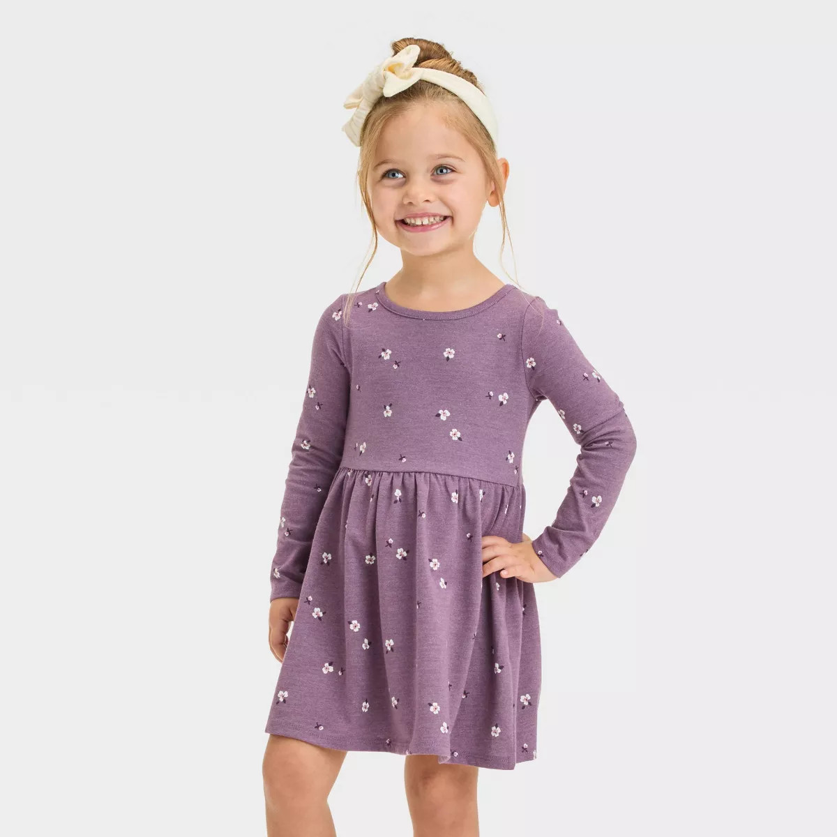 Toddler Girls' Printed Long Sleeve Dress - Cat & Jack™ | Target