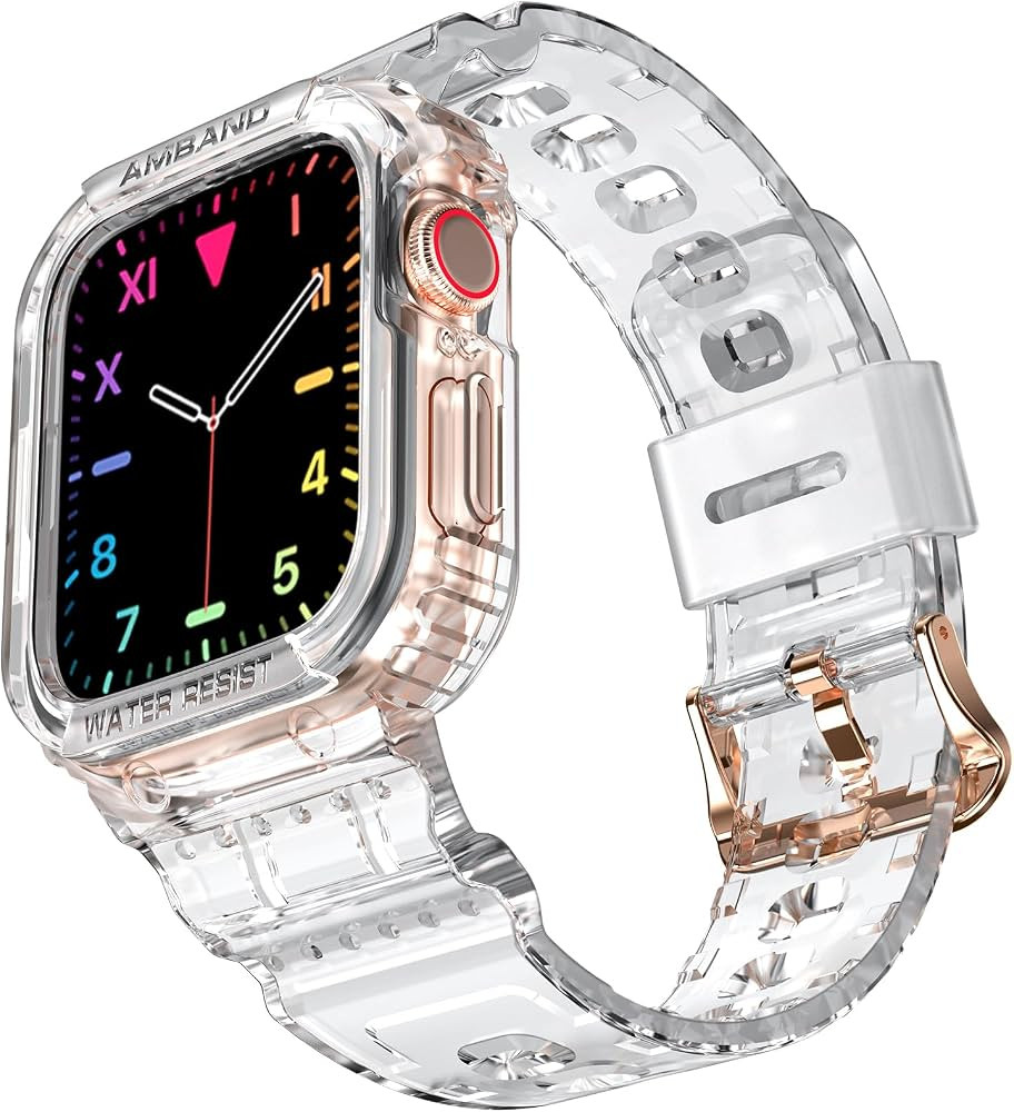 amBand Compatible with Apple Watch Series 9/8/7/SE (2nd)/SE/6/5/4/3 Bands Clear for Women 41mm/40... | Amazon (US)