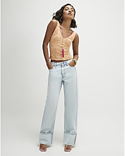 Orange Lace V Neck Cami | River Island UK & IE