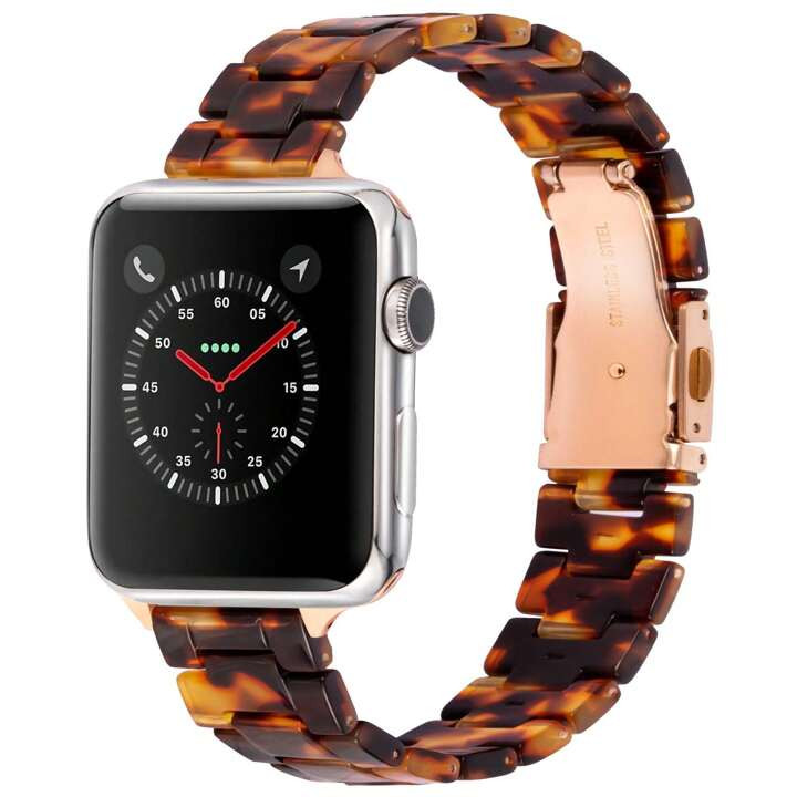Resin Band For Apple Watch Featuring Butterfly Buckle Clasp And Tortoise Shell-Inspired Design | SHEIN