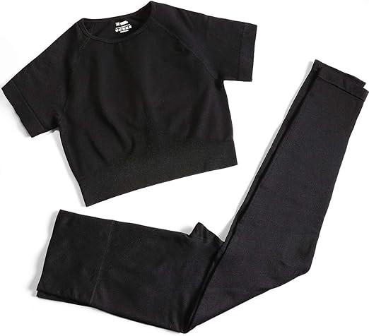 Amazon.com: Women’s Two Piece Outfits Yoga Pants Set Seamless High Waist Leggings and Quick-Dry... | Amazon (US)