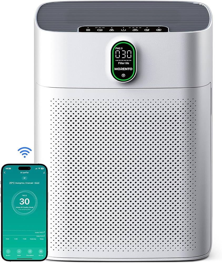MORENTO Smart Air Purifier for home Large Rooms up to 1076 ft², Wi-Fi and Alexa compatible, PM2.... | Amazon (US)