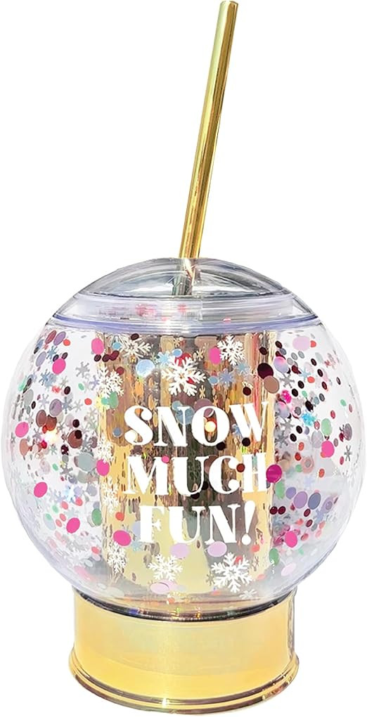 Packed Party Fun Novelty Snow Globe Drink Sipper Bottles Cup, Christmas Decoration for Party 14 o... | Amazon (US)