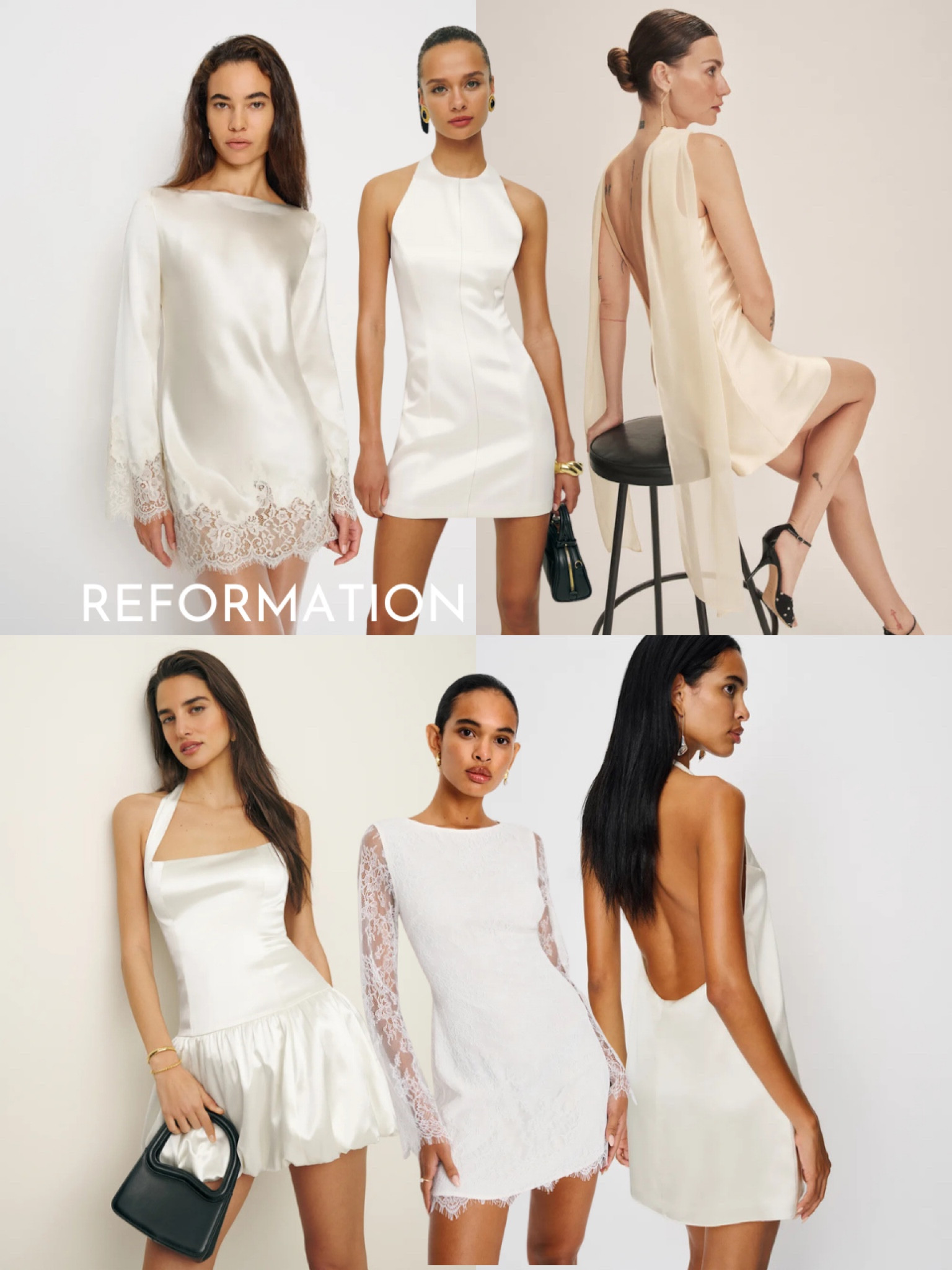 Reformation bridal little white dresses for the wedding 