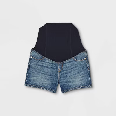 Crossover Panel Midi Maternity Jean Shorts - Isabel Maternity by Ingrid & Isabel™ | Target