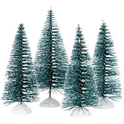 Northlight Set of 4 Frosted Mini Bottle Brush Pine Christmas Village Trees - 3" | Target