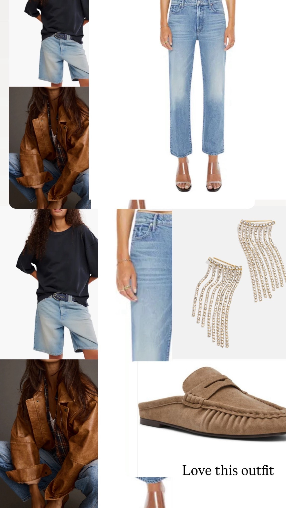 My favorite mom outfit 
Jeans tts 
Mother denim tts I wear 26
Tee in medium 
Jacket is oversized 