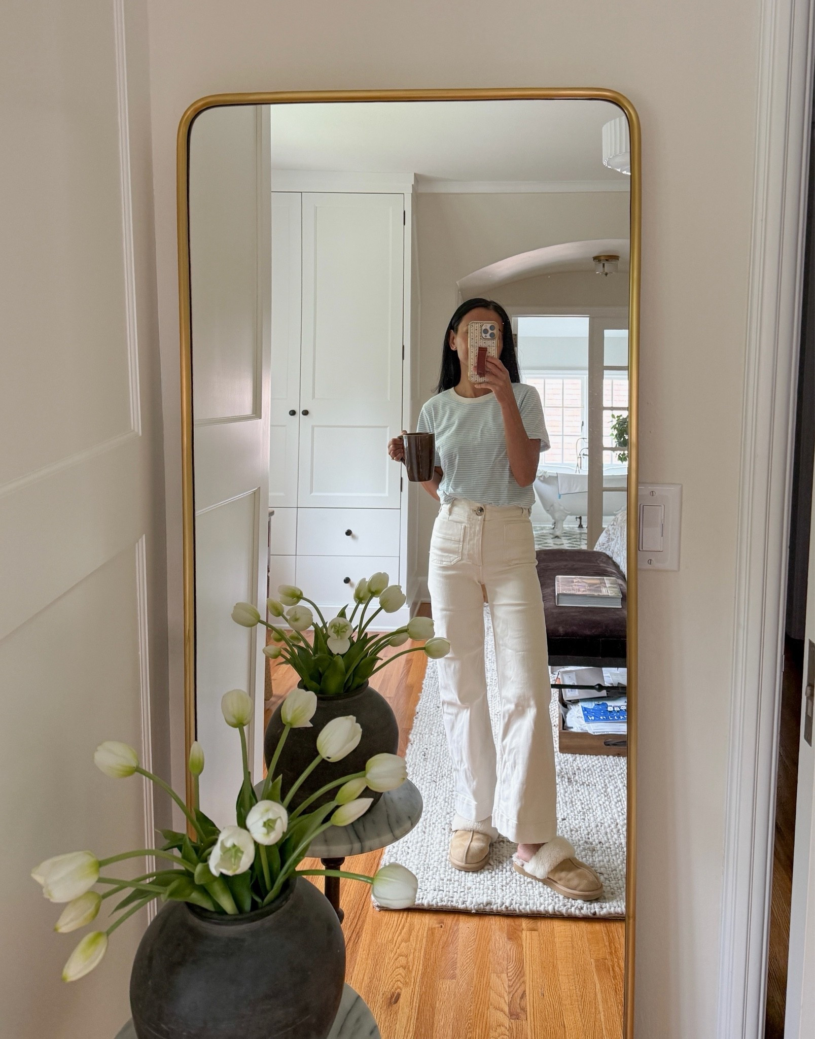 Today’s outfit with lots of coffee. This everyday stripe cotton tee is half off. I’m wearing XS. 

It’s a great casual top to pair with any jeans or shorts. I have the white as well and they’re so soft. #casualoutfit

#LTKSaleAlert #LTKPetite #LTKmomlife