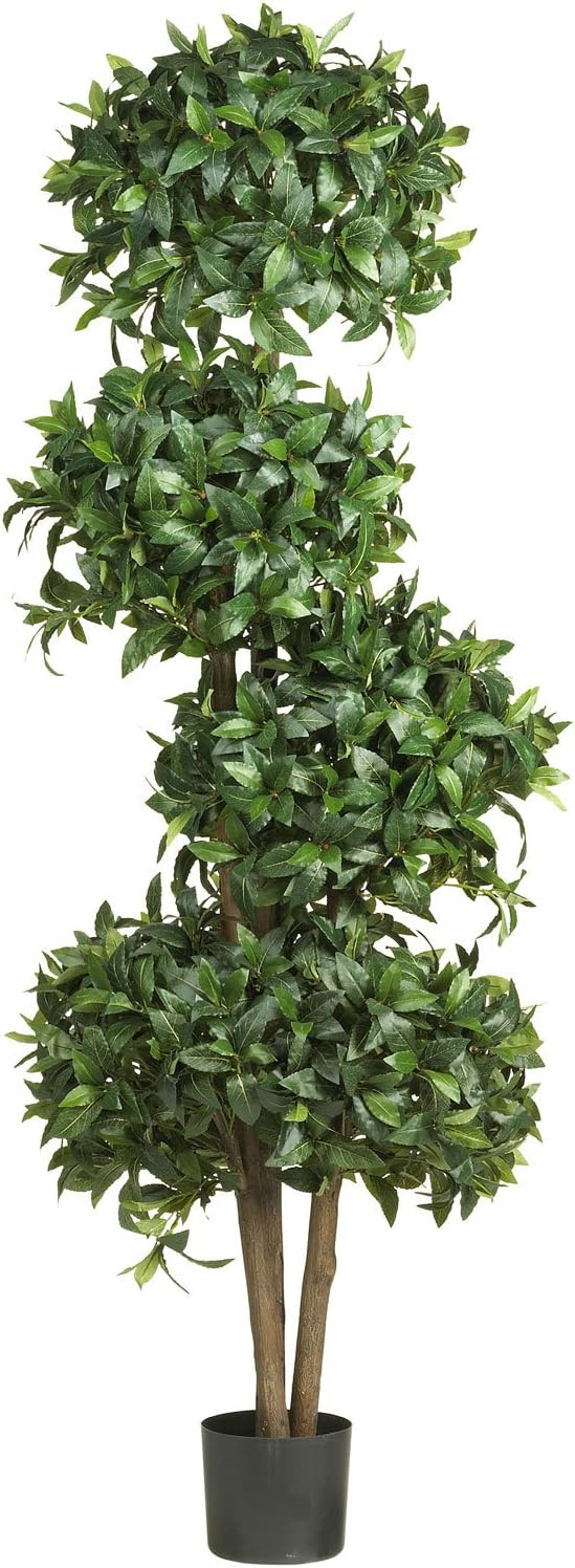Nearly Natural 69in. Sweet Bay Topiary with 4 Balls Silk Tree | Amazon (US)