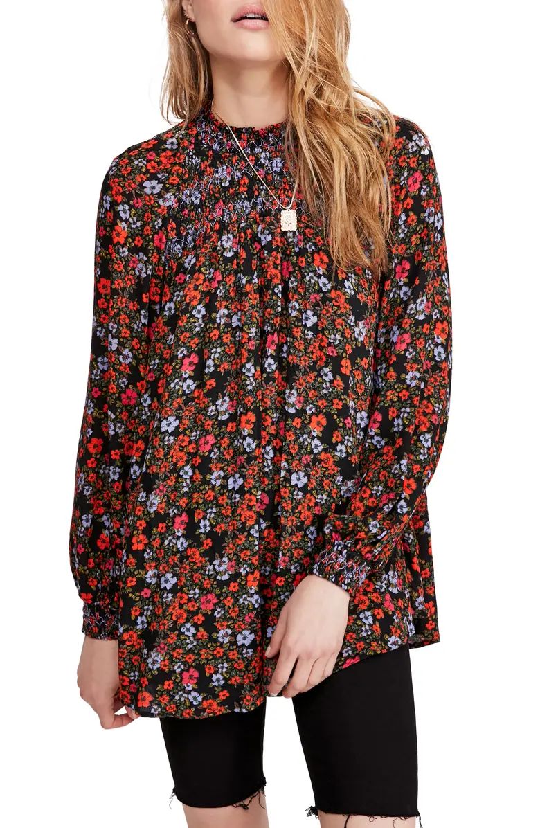 Flowers in Her Hair Smock Detail Tunic Top | Nordstrom