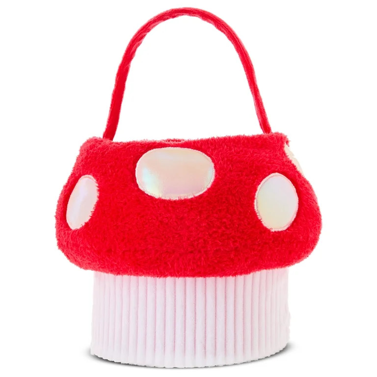 Plush Mushroom Basket, Red and White, 10.5" x 9", Easter by Way To Celebrate | Walmart (US)