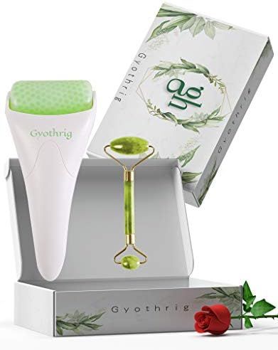 Amazon.com : Jade Face Gua Sha Roller – Ice Facial Eye Massage Stone Gifts for Mom Mothers Day... | Amazon (US)
