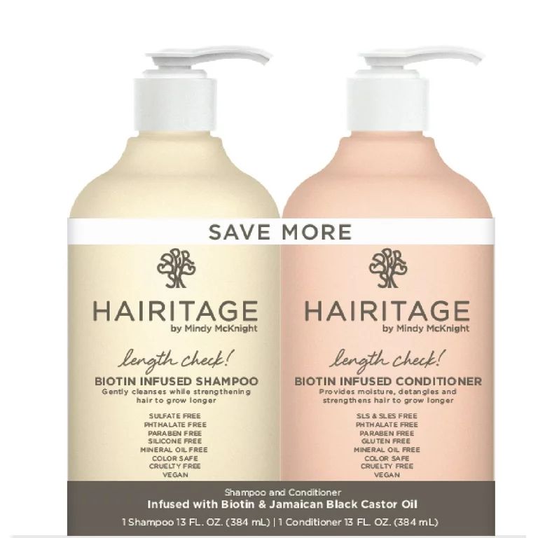 Hairitage Length Check Biotin + Jamaican Black Castor Oil Shampoo and Conditioner Set for Hair Gr... | Walmart (US)