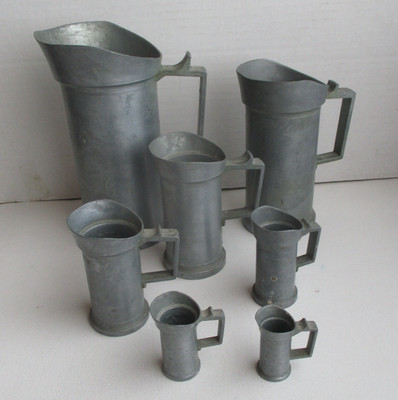 Antique French pewter complete measuring tankard 7 pc set Centiliter to Liter | eBay | eBay US