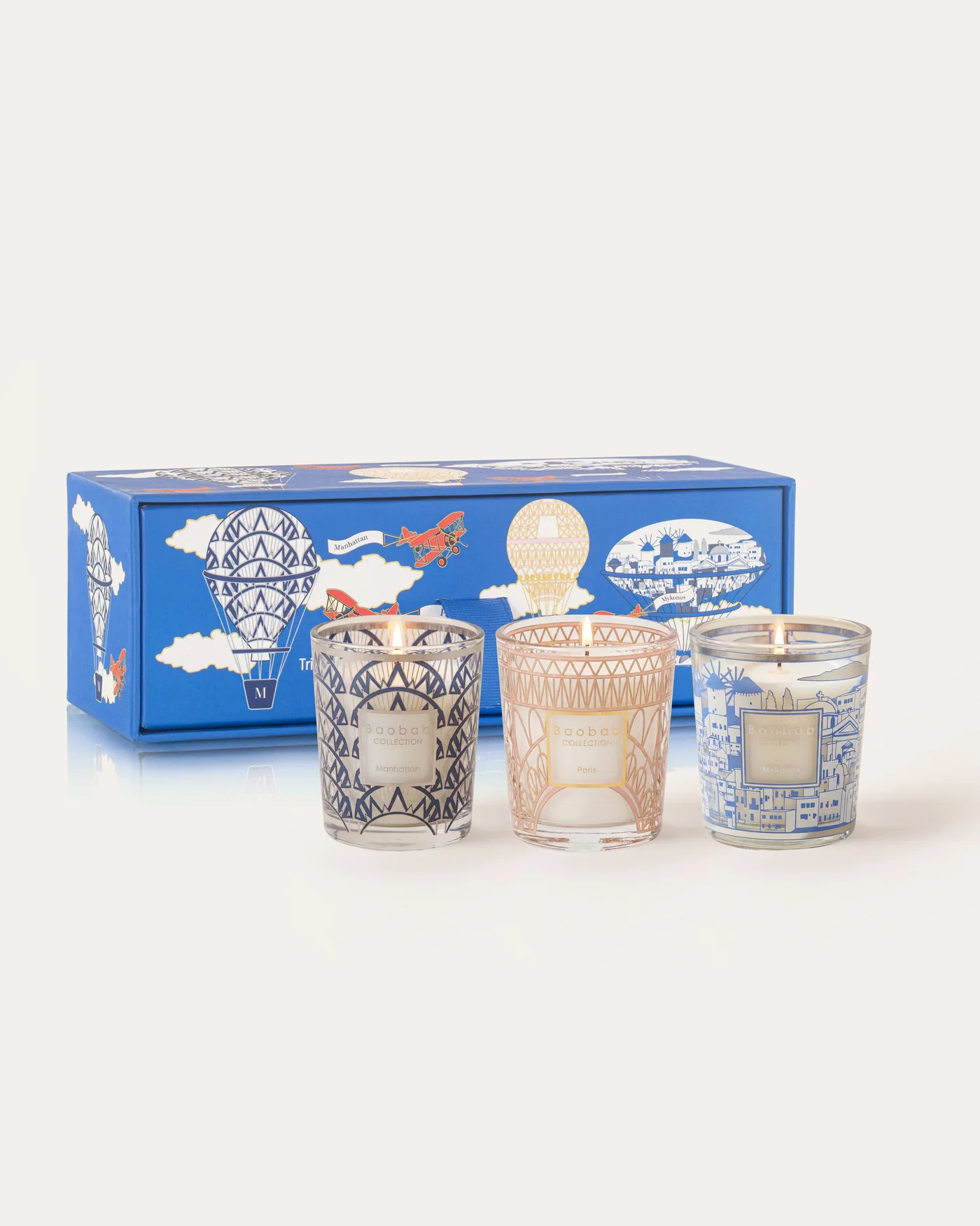 TRIO TRAVEL CANDLES MANHATTAN-PARIS-MYKONOS | Baobab Collection USA