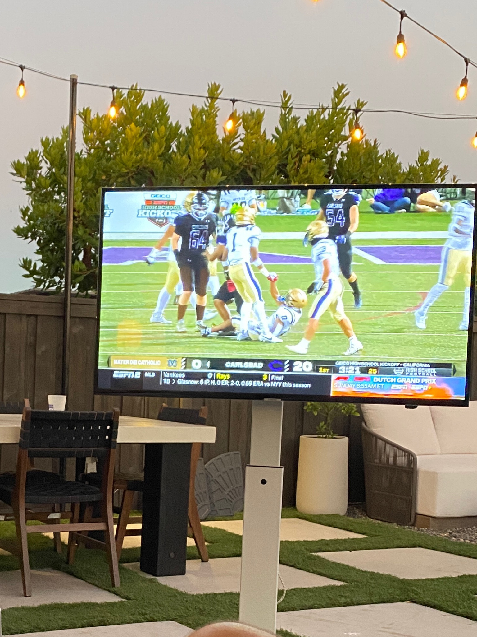 OUTDOOR TV watching is my new favorite hobby! It’s so nice to sit outside and casually watch a show or sports.  And since we used a stand, it’s portable. We added casters to it for easy relocation from the covered patio to different places in the yard. Also, the stand uses a bracket system so the TV comes off easily for rainy days or long term storage.  Linking ours and other options so you can get the style that is right for you.
(This model does not come with casters. We chose the one with the iron base and added the casters later. Make sure you check the weight requirements before purchasing, as you don’t want your stand to fall over when moving it around)
#fridaynightlights
#watchingfootball
#footballsundays
#warchparty

#LTKFind #LTKhome