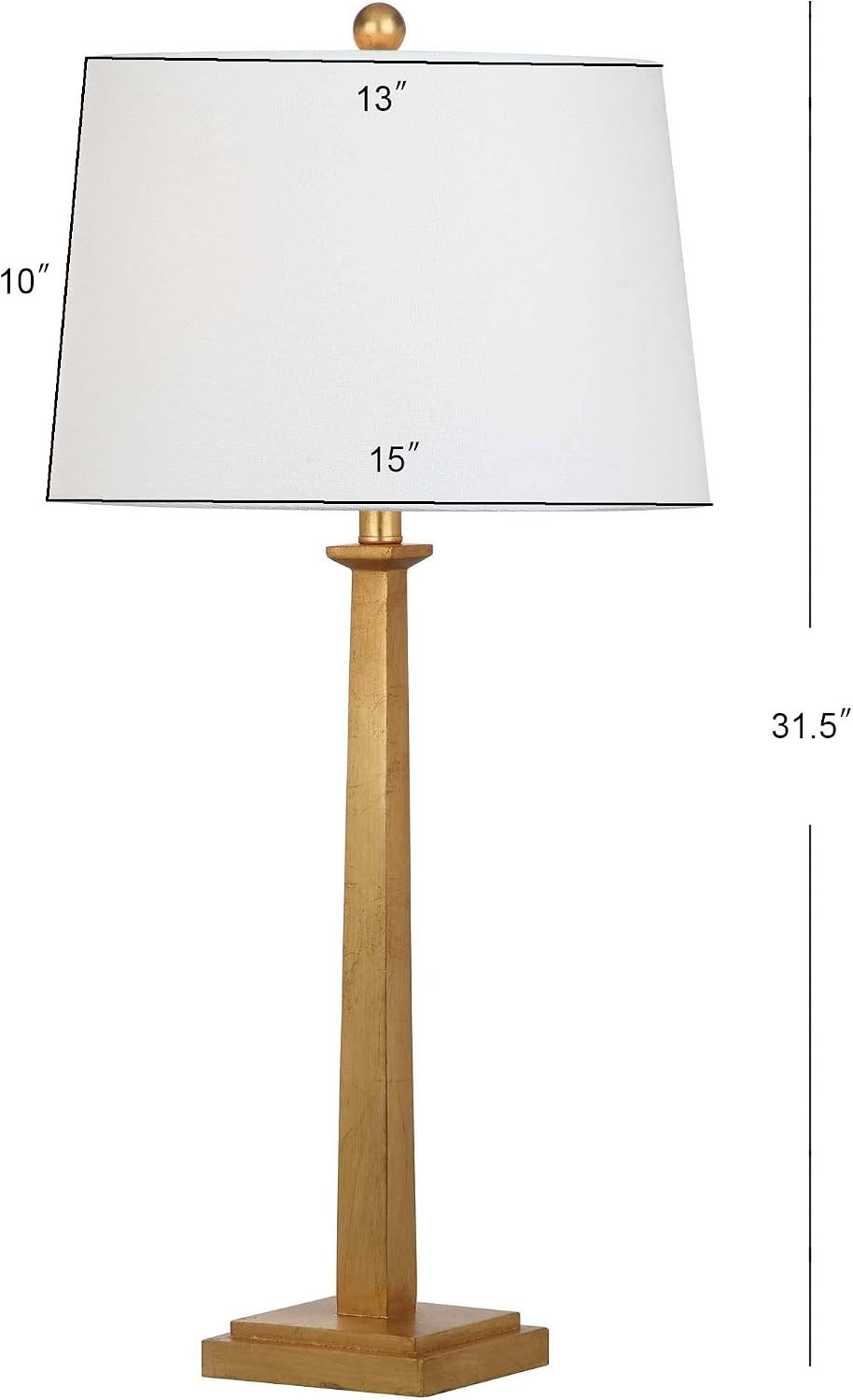 SAFAVIEH Lighting Collection – Andino Set of 2 Gold Leaf Table Lamps with White Drum Shades, 32... | Amazon (US)