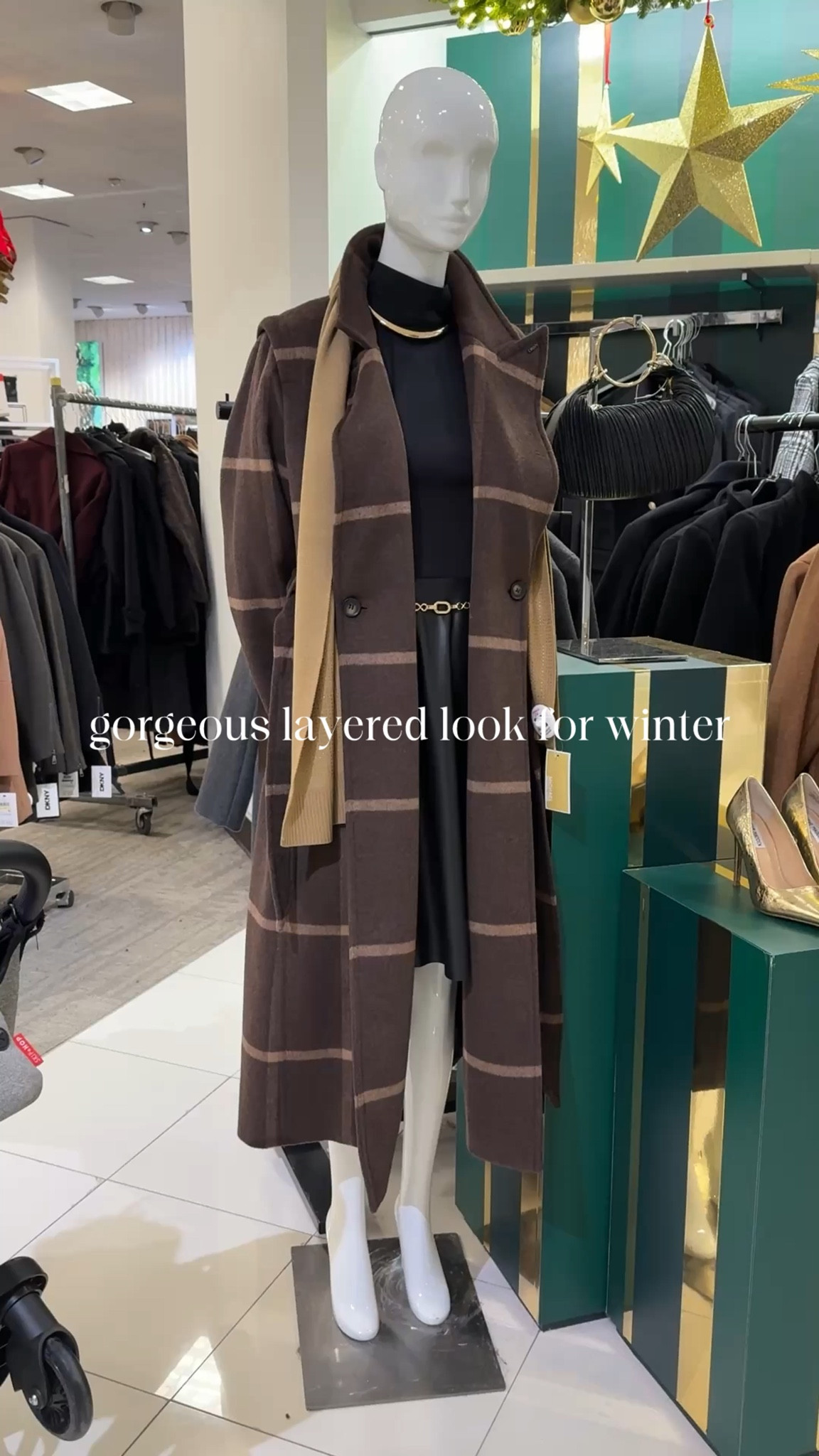 Winter outerwear style. Brown winter coat and scarf layered winter look.

#LTKMidsize #LTKOver40 #LTKSeasonal