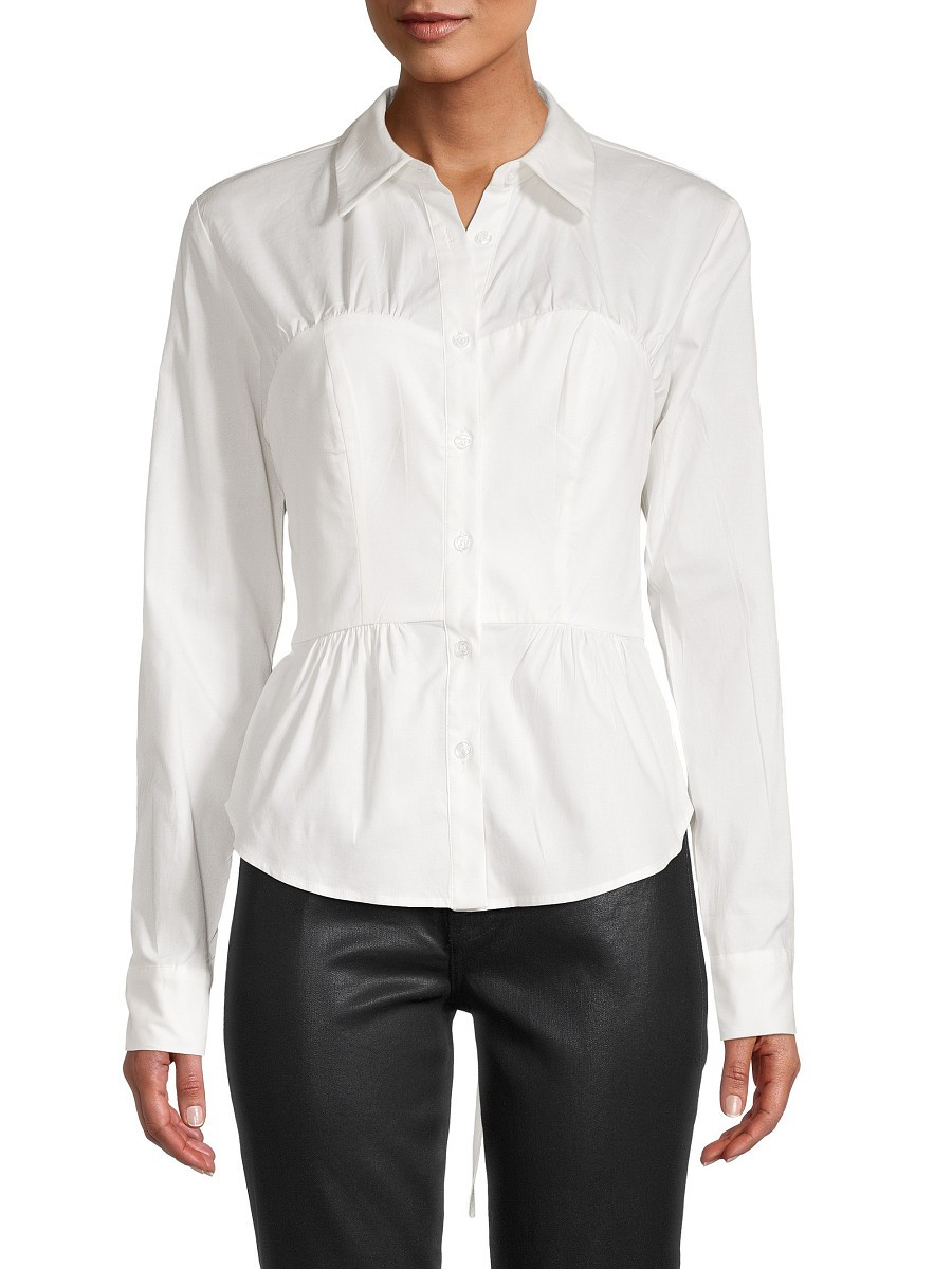 BCBGMAXAZRIA Women's Corset Button-Down Shirt - White - Size L | Saks Fifth Avenue OFF 5TH