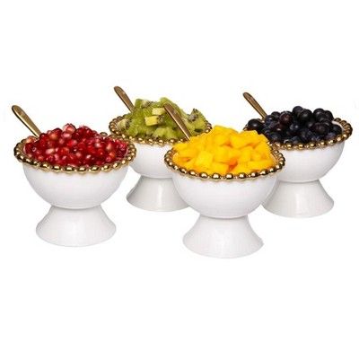 Classic Touch Porcelain Dessert Cups with Beaded Gold Design | Target