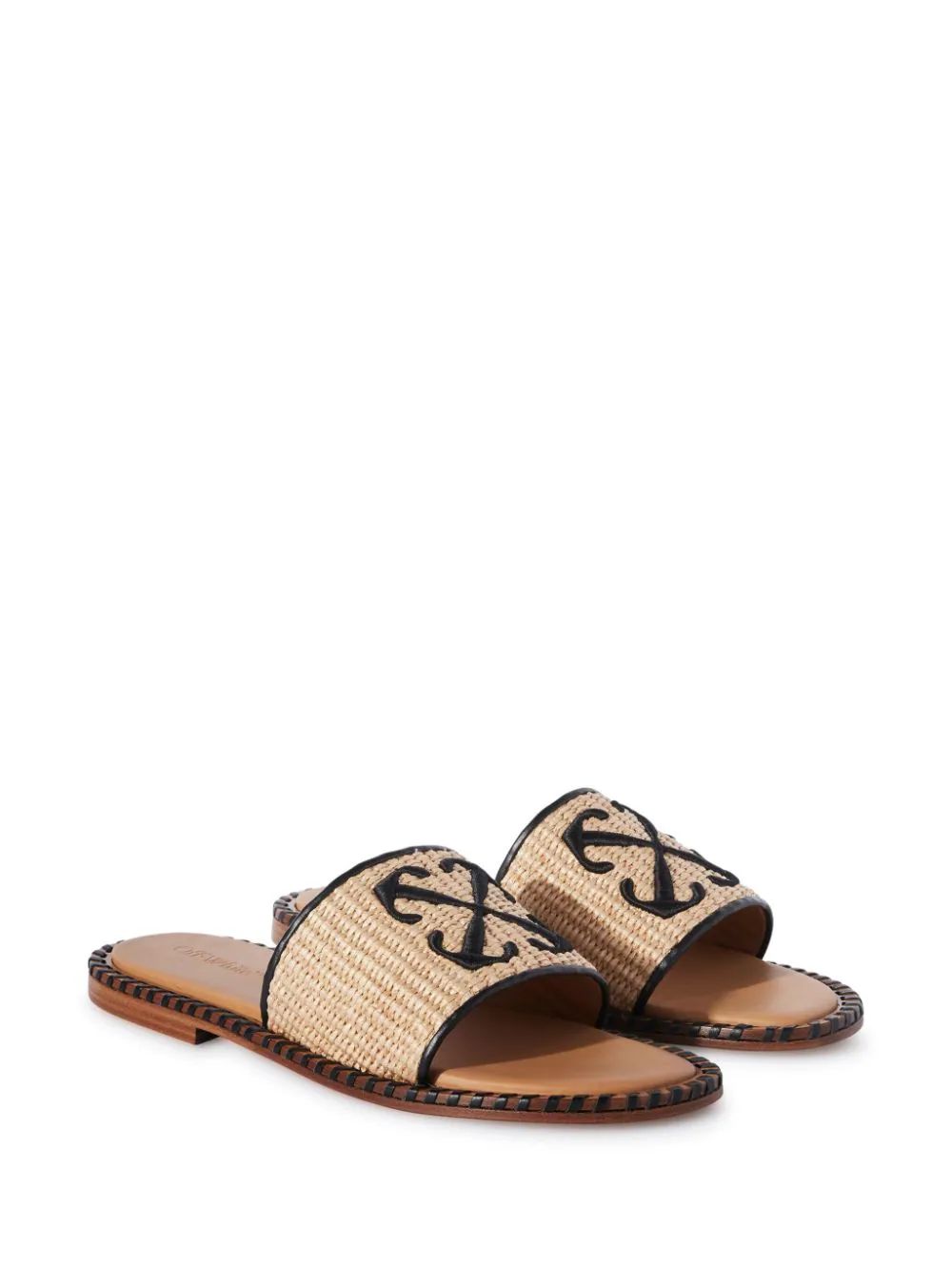 Off-White Twist Arrow Raffia Slides - Farfetch | Farfetch Global