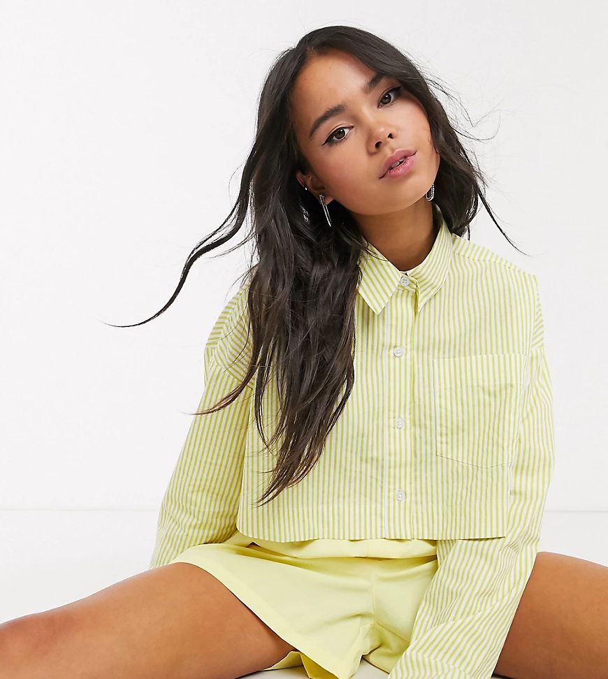 COLLUSION cropped shirt in yellow stripe | ASOS (Global)