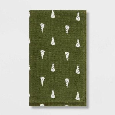 Pine Tree Holiday Flat Woven Hand Towel Green - Threshold&#8482; | Target