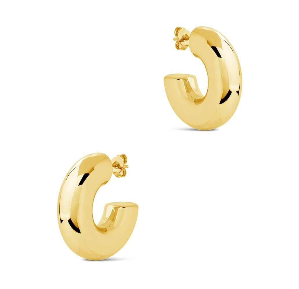 CONRAN KREMIX Waterproof Chunky Gold Hoops Earrings for Women Non Tarnish, Thick Gold Plated Circ... | Amazon (US)