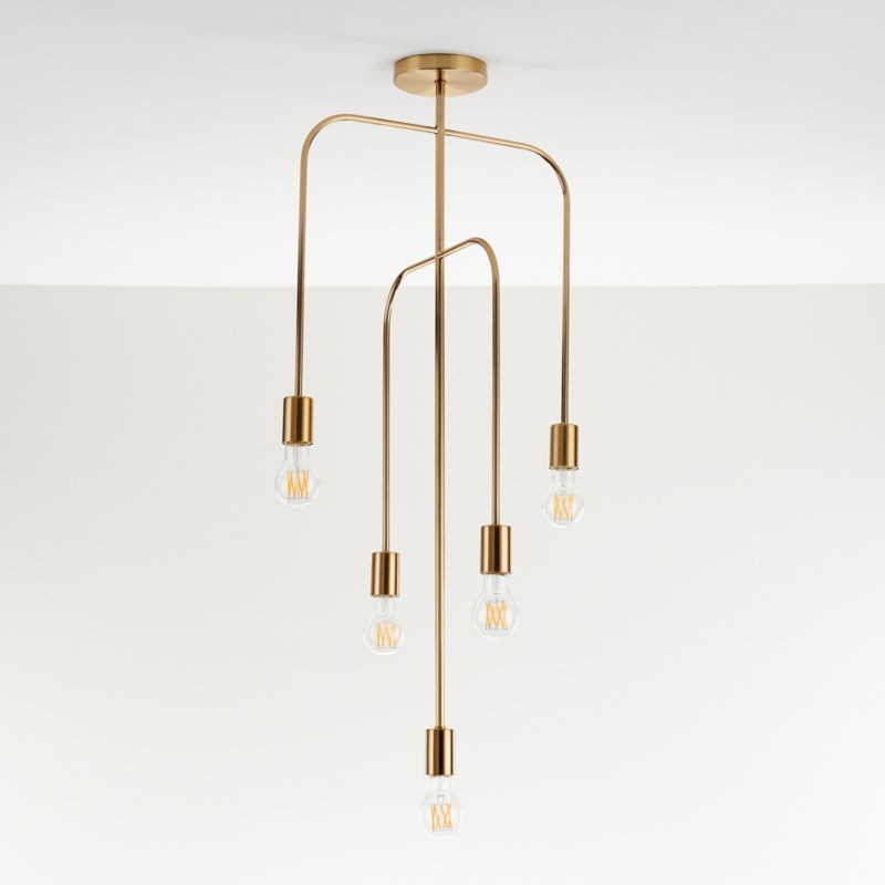 Salerno Brass 5-Arm Pendant Light + Reviews | Crate and Barrel | Crate & Barrel