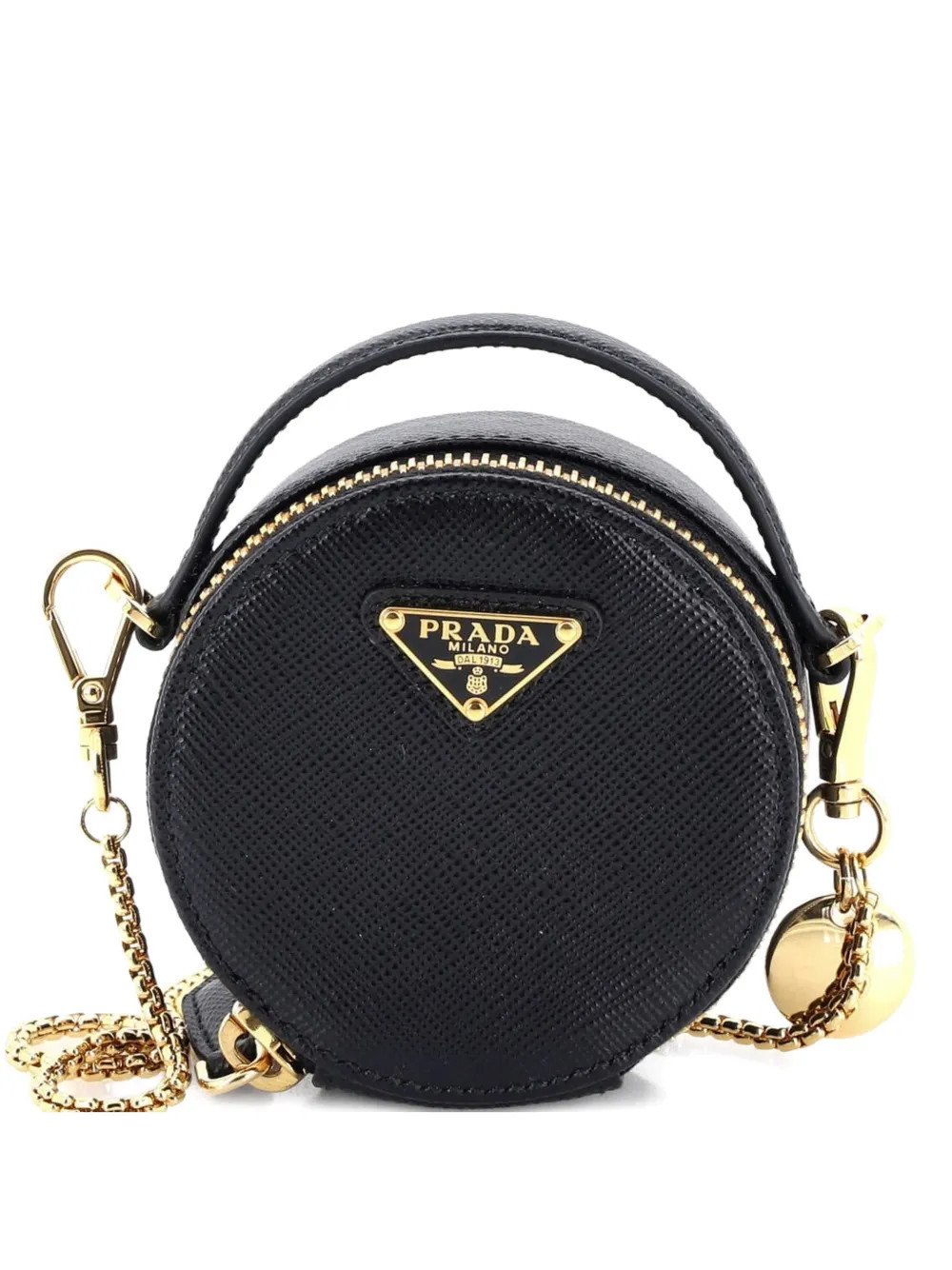 Prada Pre-Owned Top Handle Pouch Saffiano Leather Mini crossbody bag - Black | Farfetch Global