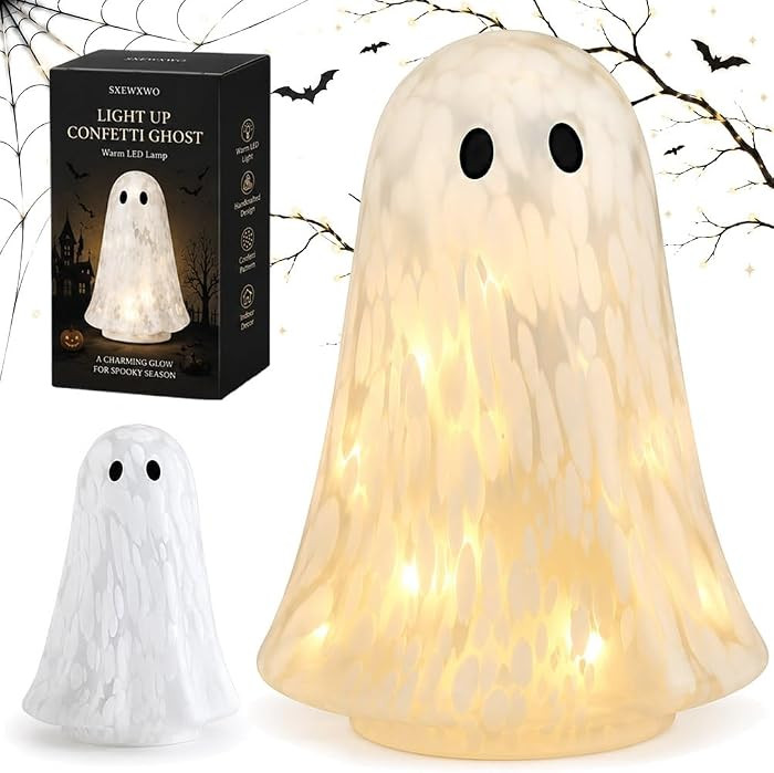 Light up Confetti Ghosts, Halloween Lamp Lighted Vintage Patchwork Ghost | Amazon (US)